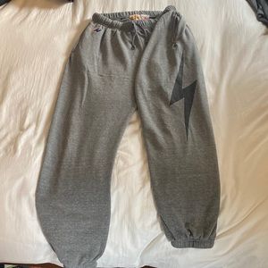Aviator Nation Sweatpants / Gray w/ Black Bolt on Left Leg